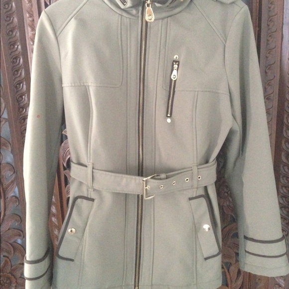 Olive belted Michael Kors jacket, size medium - Picture 2 of 4